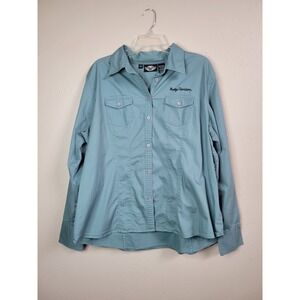 Harley Davidson Button‎ Up Long Sleeve Shirt Women's Stretch Cotton Sz 2W